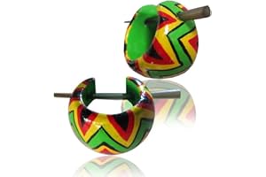 CHICNET Verde legno pips Chic-Net orecchini a cerchio giallo rosso nero orecchini pin Pin Orecchini di legno Horn Pin 16 millimetri