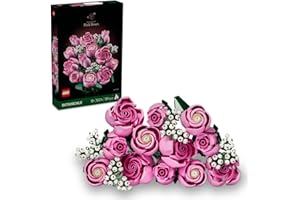 LEGO Botanicals Bouquet of Pink Roses - Artificial Flowers Building Set for Adults - incl. 12 Faux Roses & 4 Sprigs of Baby's Breath for Home Decor - DIY Gift Idea - Valentine's Day Treat - 10374