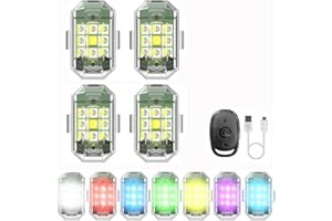 MINSEZHI LED Strobe Drone Lights,High Brightness Wireless LED Strobe Light,7 Colors USB Rechargeable Flashing Lights,LED Waterproof Anti Collision Lights for Remote Control Drone,Motorcycle,Car,Bike (4Pack)