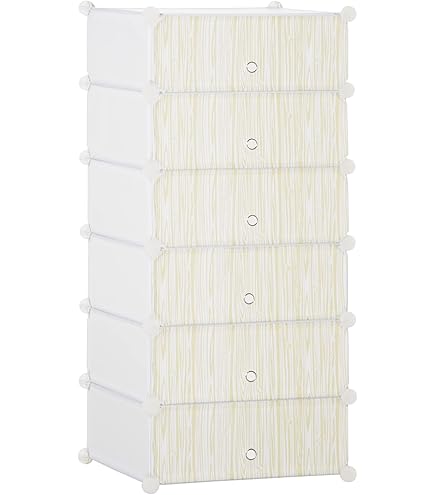 Armadio Scarpiera HOMCOM 111x47x145cm - Modulare, Plastica, Bianco/Nero, Salvaspazio - Foto 5