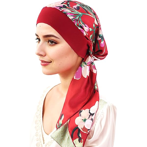 Turban Chimio Femme Satin Élastique - Bonnet Headwrap Doux Respirant, Chapeau Perte Cheveux Chimiothérapie, Confort Toute La Journée (Bleu)