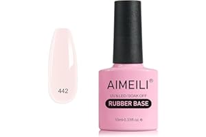 AIMEILI 5 en 1 esmalte de uñas con base de caucho, esmalte de uñas con base transparente empapado en UV/LED, gel adhesivo de strass para uñas - 10ml (442)
