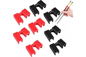 MEISO 8 Piezas Ayudantes de Entrenamiento para Palillos Coloridos Reutilizables con Conector para Niños (Negro Rojo)