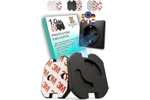 VegMai® [10 Stück] Steckdosen kindersicherung mit Drehmechanismus und 3M Klebeband Ideal für Babys, Kinder und Kleinkinder zu Hause. Schuko Europäischer Stecker Farbe (SCHWARZ)