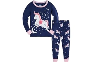 Colobe Mädchen Schlafanzug Baumwolle Einhorn Langarm Zweiteiliger Schlafanzüge Set Süß Panda Kinder Nachtwäsche Winter Weihnachten Pyjama Größe 1-12 Jahre