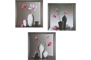 FAMCUCHE Lot De 3 Stickers Muraux, 3D Stickers Muraux Salon Plante En Pot Bonsaï, 3D Auto - Adhésif Autocollants Muraux, Pour Une Surface Murale Lisse Dans Le Salon, La Chambre à Coucher, La Cuisine, Etc.