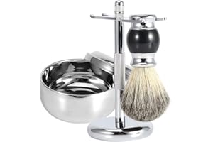 BETUED Kit di strumenti per barba da uomo professionale da barba, set di ciotola da barba con supporto per rasoio, pennello da barba e ciotola in lega, strumenti di rasatura da uomo dedicati alla rasatura da