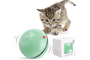 DIWUJI Cat Toys Ball Interactive Automatic Self Rotating Rolling Balls, USB Rechargeable LED Light Entertainment Pet Exercise Chaser Toys For Kitten Puppy (Green)