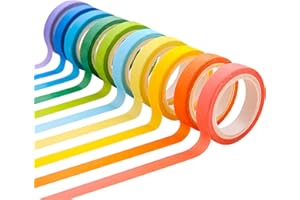 Ulawellor Washi Tape 10 Rotoli Nastro Adesivo Colorato 7 mm Nastro Washi,Decorativo e Scrivibile,Adatto per al Fai Da Te,Libri,Scrapbooking,Decorazioni e Confezioni Regalo