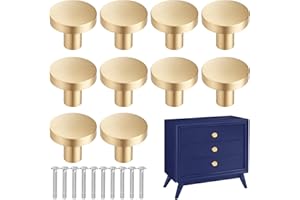 Girihe 10 PCS Gold Knobs, Gold Door Knobs Aluminum Alloy Goldd Door Knob, Golld Knob Pack of 10,Goldd Knobb for Drawers Drawer Wardrobe Cupboard Decoration(20 * 25mm)
