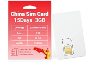 MEWFI China SIM Card 15 Days 3GB, Activation Required, Mainland China Sim with Mobile Number, 4G High-speed Operating Network (15 Days 3 GB (Activation Required))