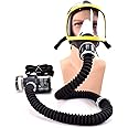 MaxS 1Set Electric Supplied Air Fed Full Face Gas Mask Constant Flow Respirator System Device Breathing Tube Adjustable Mask