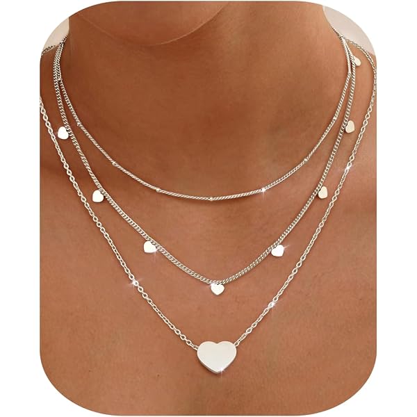 Collier Femme Multirang Or Plaqué 18K - Chaînes Longues Or Rose Argent Avec Pendentifs Ronds - Bijoux Fantaisie