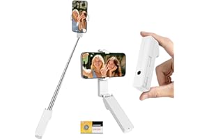 Adiwo Mini Selfie Stick, 70CM Tragbarer Selfiestick im Taschenformat, Kompakter Erweiterbares Bluetooth Handy Stativ für 4-7" Telefone(Weiß)