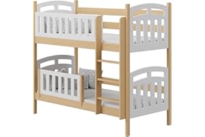 WFL GROUP Letto a Castello per Bambini Letto Singolo 90x190 90x200 80x160 cm Letto a Castello Per Bambini in Robusto Legno di Pino - 160x80 - Pino Naturale
