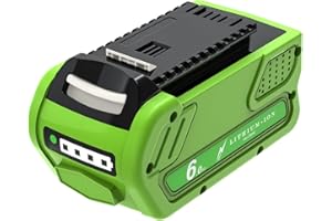 POWTREE Batteria di ricambio da 40 V, 6000 mAh, per batteria GreenWorks, compatibile con 29462 29472 29252 25312 25322 20202 20642 21242 22272 27062