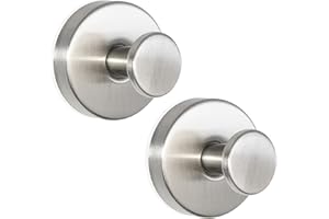 GENERIC Luxe Hold Stainless Steel Suction Cup Hooks for Christmas Wreath, No Drill Hook for Shower Hanging Towels, Wreath Hanger Holder for Glass Window Door Bathroom Mirror (2, Silver)