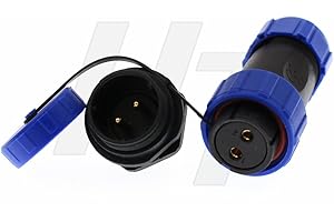 HANGTON CONNECT HangTon HE21 - Conector impermeable de 2 pines 500 V/30 A, enchufe hembra de desconexión rápida + enchufe macho de montaje en panel