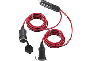 [Dual Output] KUNCAN 12V Cigarette Lighter Splitter – Male to 2x Female Dual Socket Adapter 2-Way Splitter exension (4FT, 15A Fuse) for Dash Cams, Car Coolers, Air Pumps, Tyre Inflator, Mini Fridge