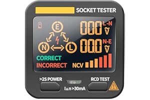 YUNYODA Comprobador de enchufes con RCD, comprobador de voltaje, pantalla LCD digital de voltaje europeo, electroroscopio de polarización para conector de prueba de fase de red para ANENG AC11