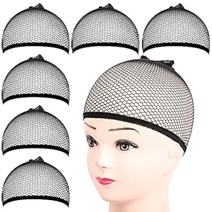 6PCS Wig Cap, FANDAMEI 6PCS Black Mesh Wig Cap Net, Closed End Hair Mesh Net, Liner Weaving Caps for Women, Men, Kids, Fishnet Wig Caps for Halloween, Cosplay