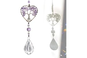AOOTUERL Attrape Soleil en Cristal pour fenêtre, Sun Catcher, Arbre de Vie Attrape Soleil Cristal, Cristal en Forme de cœur Pierres de Chakra Prisme, pour Les Fenêtres, Chambre, Jardin, Noël, Mariage