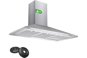 CIARRA CBCS9201 Cappa Aspirante 90 cm Classe A++, 370 m³/h, 3 Velocità, con Filtro a Carbone per Cappa Cucina