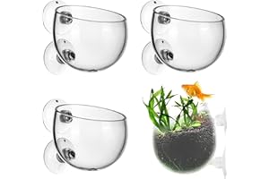 PTJJXA 4 Pcs Maceta para Plantas Acuario, 6x7cm, Maceta Acuática de Vidrio con 8 Ventosas, Copa Cristal Planta Acuario, Soporte Transparente para Plantas Hidropónicas de Terrario Paisaje Acuático Decoración