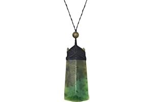 81stgeneration Collana Pendente Unisex Intagliato a Mano Giada Nefrite Pietra Verde Lunga Lama Toki