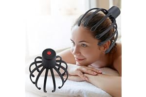 KKPLZZ Masażer głowy, elektryczny masażer do głowy bez użycia rąk, regulowany trzybiegowy masażer pazurów ośmiornicy dla stymulacji włosów i łagodzenia stresu ciała