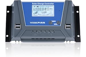 VIXKPIRR 30A Solar Laderegler 12V 24V 36V 48V Solarregler, PWM 30A Solarladeregler mit Temperatursensor LCD Anzeige und 4 USB Ports,Geeignet Multi 12V 24V 36V 48V Blei Batterien und Lithium Batterien