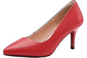 Jamron Mujer Cuero Genuino 5CM/7CM/9CM Tacones Altos Elegante Puntiagudo Pumps Oficina Zapatos de Trabajo