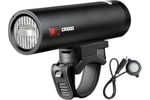 RAVEMEN CR1000 Phare Avant pour Vélo, 1000 Lumens Lentille Anti-éblouissement avec Faisceau en T Éclairage Avant Vélo,Conduite de Nuit, Bouton à Distance Filaire, Résistance à l'eau IPX6 USB-C