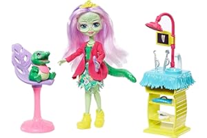 Enchantimals Zestaw tematyczny GFN55 - Andie Alligator & Marshy Miłość stomatologa lalki zestaw prezentowy, zabawka od 4 lat