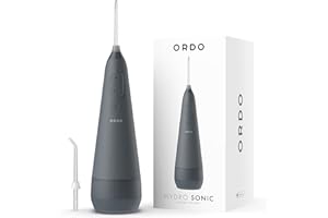 Ordo Water Flossers for Teeth, Cordless IPX7 Waterproof Oral Irrigator, 3 Pressure Settings, Portable, Rechargeable Electric Sonic Flosser, Dental Professional Recommended, Charcoal Grey