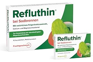‎REFLUTHIN Refluthin bei Sodbrennen | 16 +16 Kautabletten in Fruchtgeschmack & Minze | Medizinprodukt | Reflux - Beschwerden & Sodbrennen | neutralisiert überschüssige Magensäure | vegan & glutenfrei
