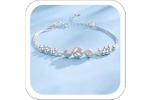 Jmwedia Leaf Shape Bracelet 925 Sterling Silver Bracelet for Women Fashion Simple Adjustable Bracelets Bangle Bracelets Gifts Birthday Christmas Thanksgiving Day