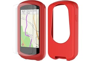 Braleto Cover +2 Vetro Temperato Compatibile con Garmin Edge 1030,Protezione Dello Schermo in Vetro di Durezza 9H Accessori per Computer Da Bicicletta GPS (Red)
