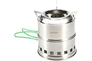 Lixada Fornello da Campeggio Acciaio Inossidabile Pieghevole con Manici Pieghevoli e Vassoio per Alcolici Stufa a Legna da Esterno Leggero Portatile per Trekking Picnic Barbecue Escursionismo