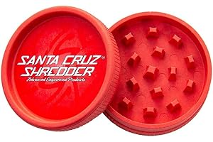 Santa Cruz Shredder Grinder for Herbs Knurled Top for Stronger Grip 2-Piece Medium 2.2 (Red)