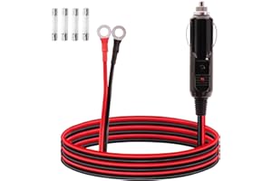 LANMINGLEL accendisigari auto a O Ring Terminal 12V-24V accendisigari auto maschio spina cavo di estensione con 15A Fusibile per auto Inverter Pompa aria Tazza elettrica e fai da te 3.3FT