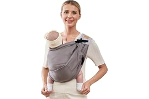 vrbabies Tragetuch Baby Neugeborene, Einfach Babytrage mit Verstellbare Schnallen und Kopfstütze, Weiche Ultraleicht leichte Baumwolle Baby Tragegurt für Neugeborene Kleinkind bis 12 KG (Grau)