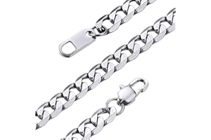 GOLDCHIC JEWELRY Flat Cuban Chain Necklace 4mm/6mm/9mm, 316L Stainless Steel Curb Link Chains for Men Women, Hip Hop Jewelry 36, 46, 51, 55, 61, 66, 71, 76 cm