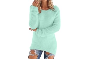 YCBMINGCAN Teddy Fleece Pullover Damen Grosse Grössen Fleecepullover Einfarbig Rundhals Sweatshirt Ohne Kapuze Langarm Winterpullover Warm Oberteil Casual Sweatshirt Thermo Shirt Damen