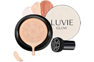 DITU Luvie Glow Foundation Cushion, Mushroom Head Air Cushion CC Creme, Makeup Concealer for Face, Feuchtigkeitsspendender, Lang Anhaltender, Ebenmäßiger Hautton für Alle Hauttypen (Warm)