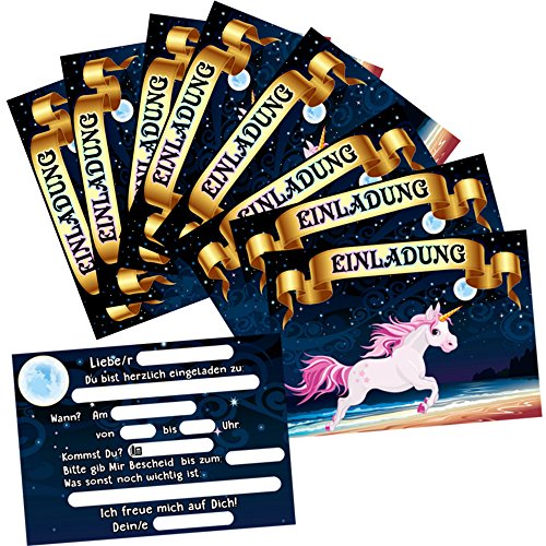 German Trendseller® – 12 x Einladungskarten – Einhorn – ┃ Kindergeburtstag ┃ Mitgebsel ┃ 12 Einladungen - 4