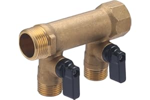 Colector macho-hembra 3/4-2 salidas macho 1/2 en latón | Conexión robusta y duradera para instalaciones de fontanería | Resistente a la corrosión | Fácil de instalar | QUICK PLOMBERIE