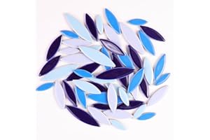 BUENOARTE 454 g Blütenblatt-Keramik-Mosaikfliesen für Kunsthandwerk, Kunst, Wassertropfen-Blumenfliesen, unregelmäßige Keramikfliesen, Großpackung, 1 cm, quadratisch, glasiertes Porzellan für