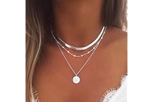 Yean Mehrlagige Halsketten Kette Silber Münze Anhänger Halskette Boho Perlen Schmuck für Frauen und Mädchen
