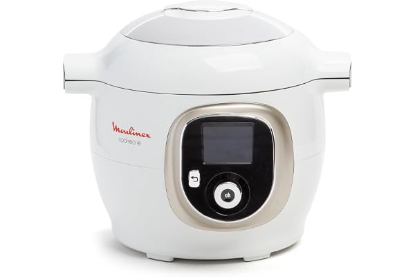 Moulinex, Cookeo Multicuiseur intelligent 6L, 150 recettes intégrées, Cuisson sans surveillance, Ecran intuitif, Guide de cuisson, Application MyMoulinex, 1600W, Blanc, 15 ans réparabilité, CE85CA10